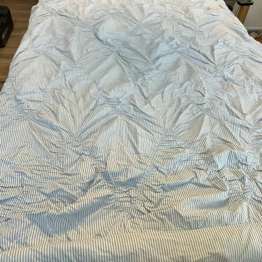 Unbranded Blue Striped Cotton Bedspread Comforter Quilted 68